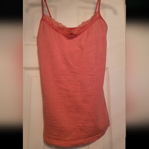 Y2K Coral Lace Striped Cami